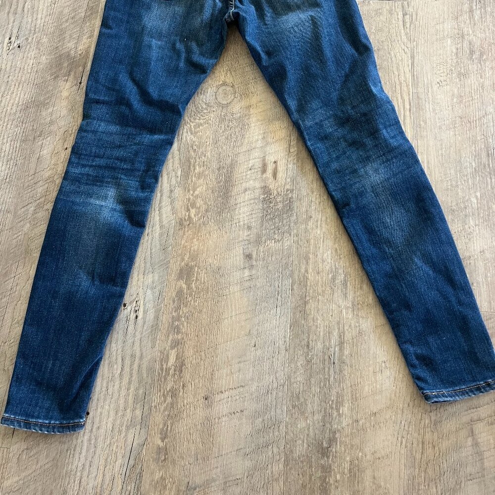 Express Mid Rise Dark Wash Ripped Skinny Jeans - Picture 6 of 6